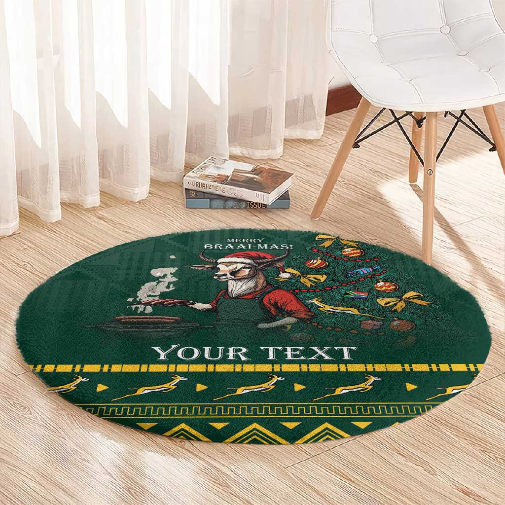 Personalised South Africa Round Carpet Springbok Christmas Braai LT7