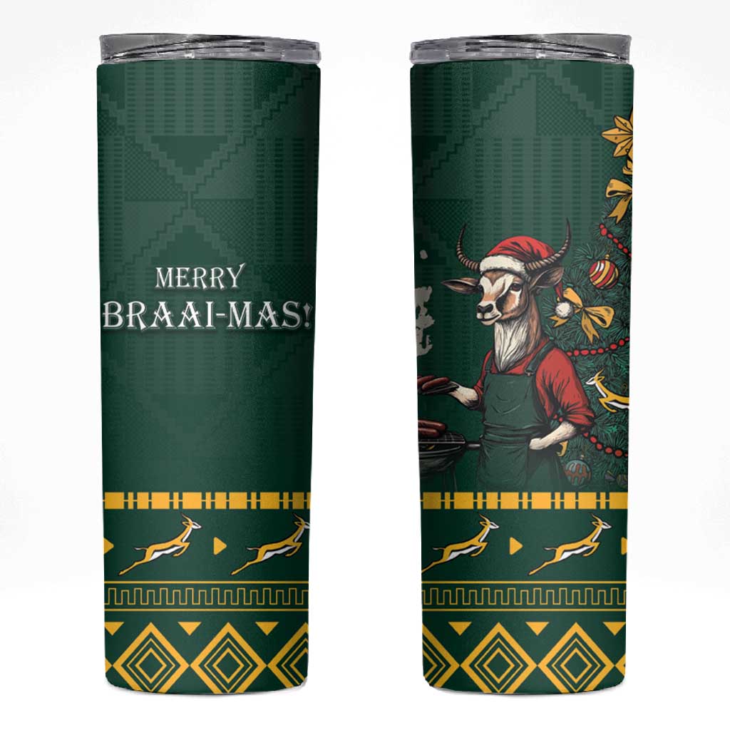 Personalised South Africa Skinny Tumbler Springbok Christmas Braai LT7