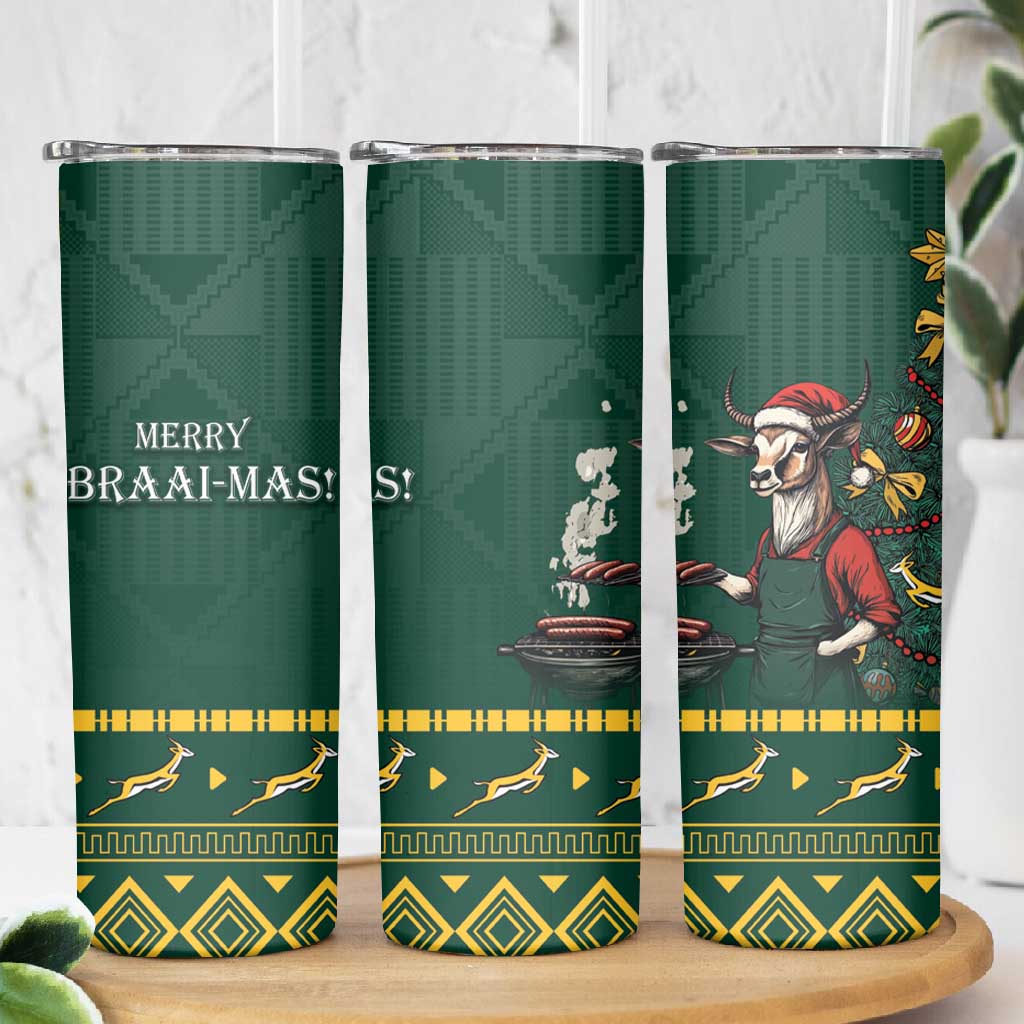 Personalised South Africa Skinny Tumbler Springbok Christmas Braai LT7