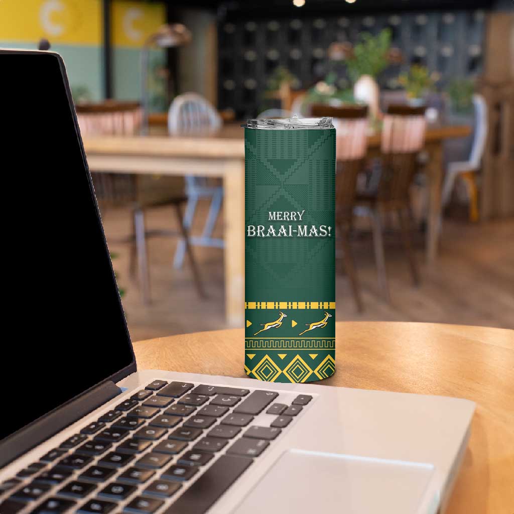 Personalised South Africa Skinny Tumbler Springbok Christmas Braai LT7