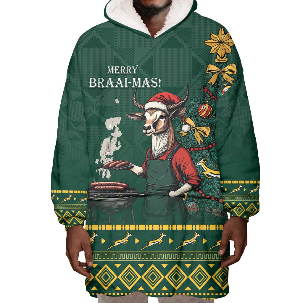 Personalised South Africa Wearable Blanket Hoodie Springbok Christmas Braai LT7
