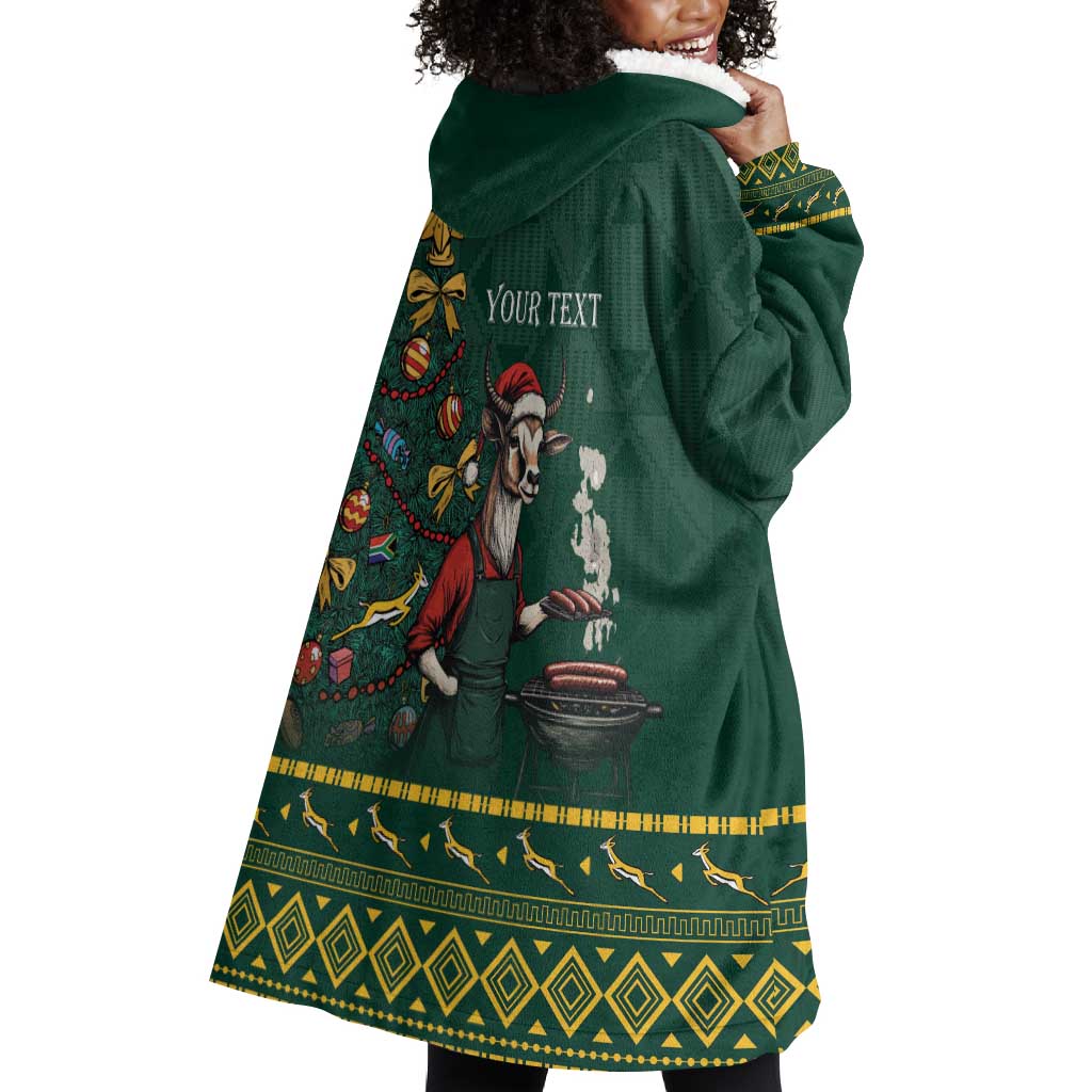 Personalised South Africa Wearable Blanket Hoodie Springbok Christmas Braai LT7