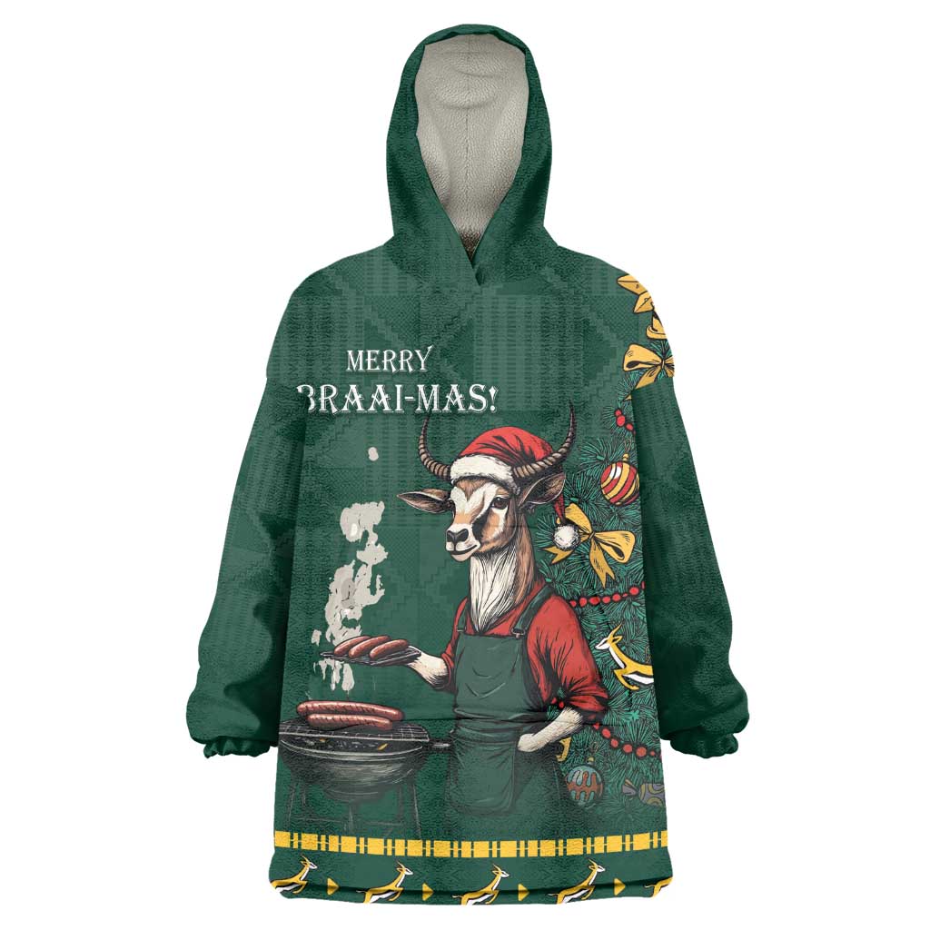 Personalised South Africa Wearable Blanket Hoodie Springbok Christmas Braai LT7