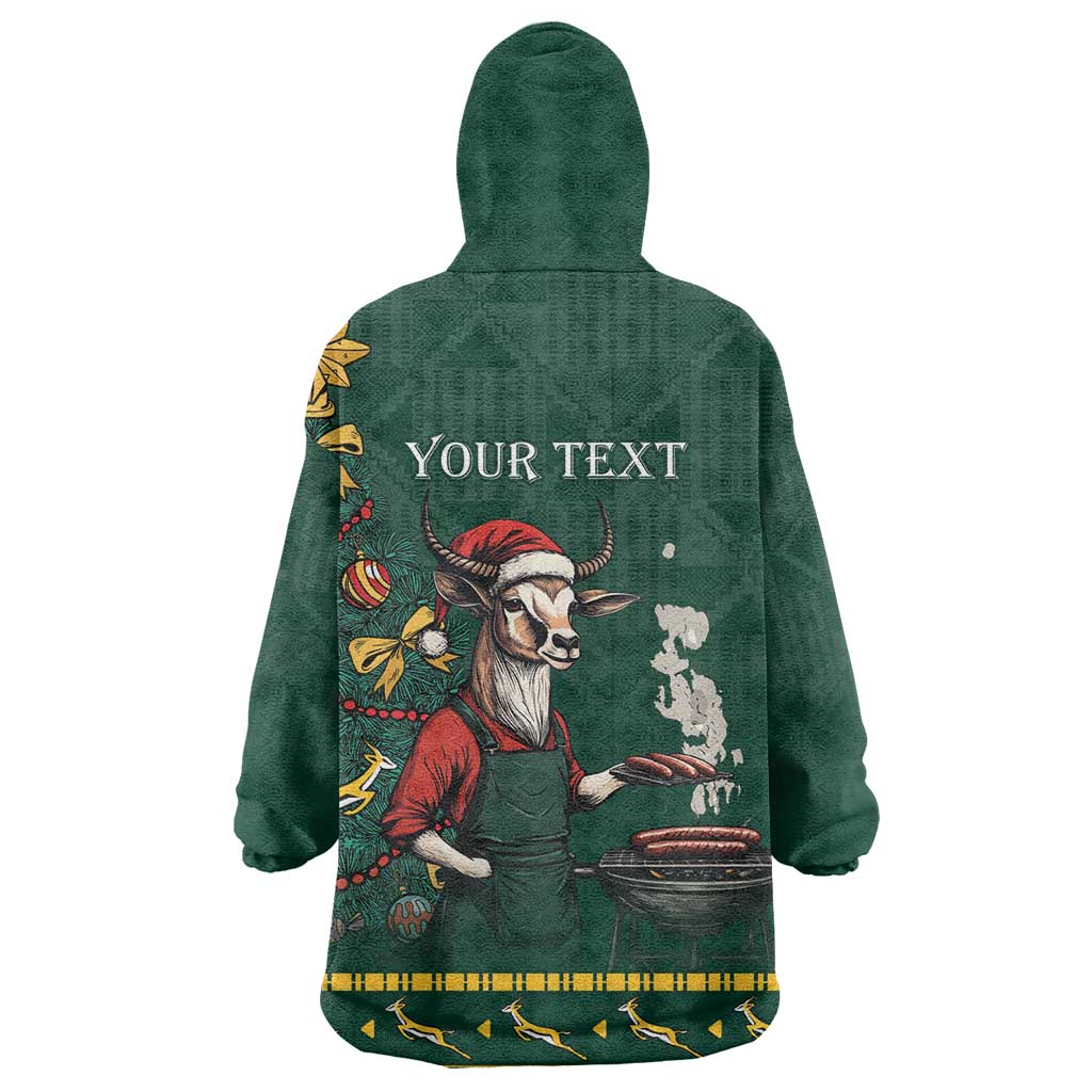 Personalised South Africa Wearable Blanket Hoodie Springbok Christmas Braai LT7
