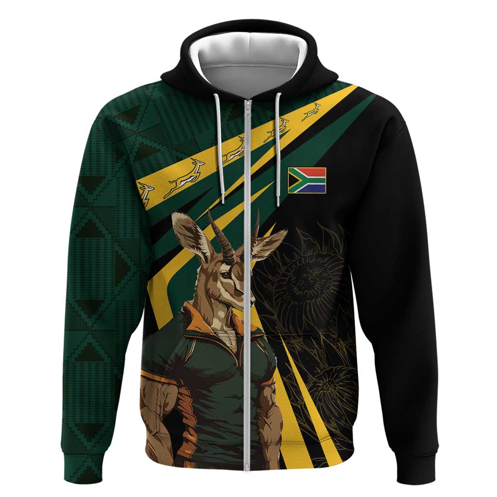South Africa Personalised Hoodie Springbok Mascot Dynamic LT7