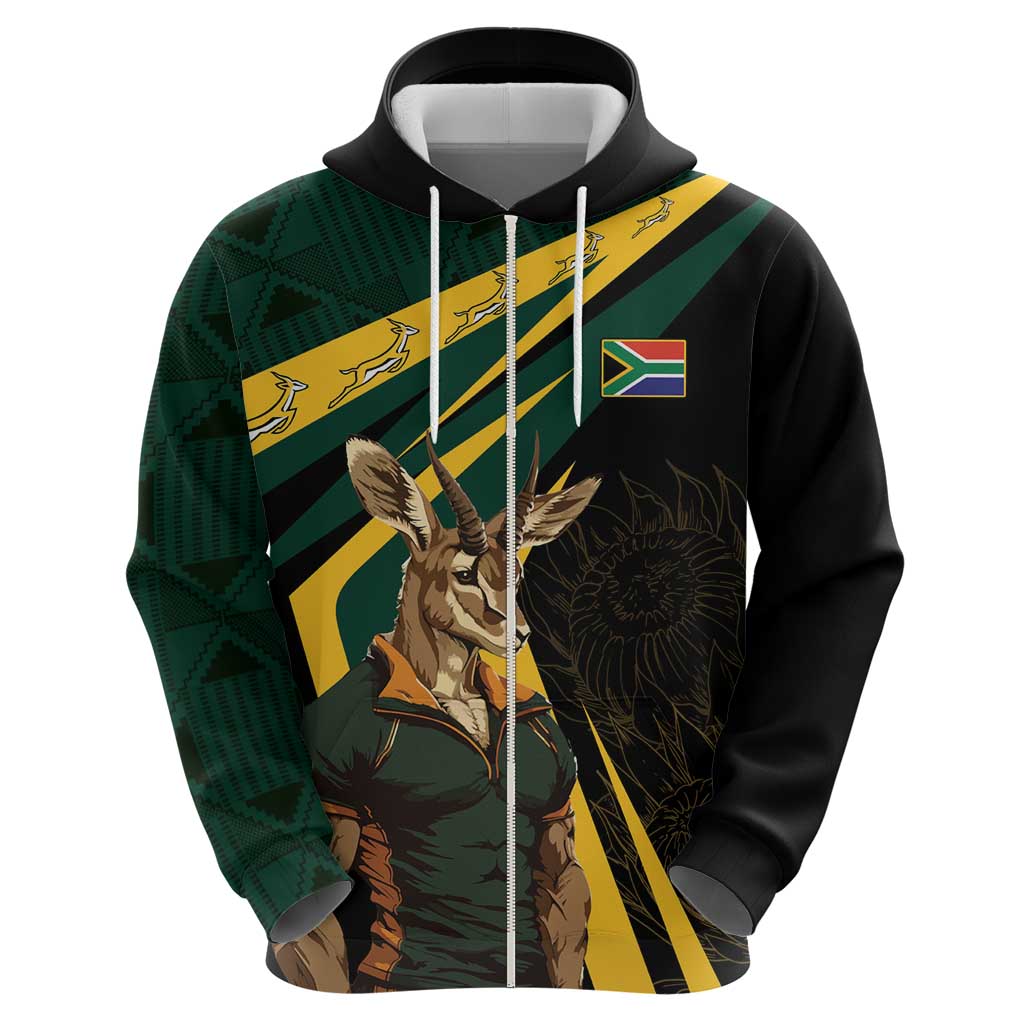South Africa Personalised Hoodie Springbok Mascot Dynamic LT7