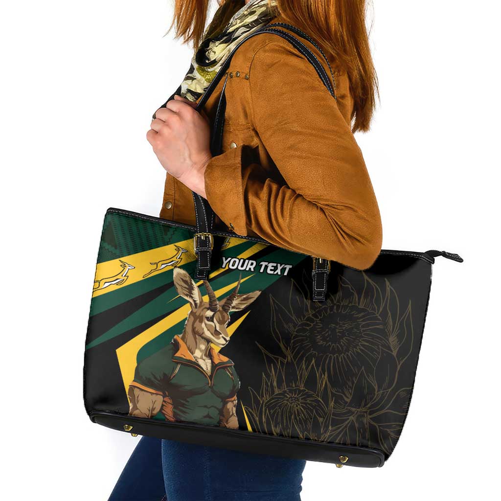 South Africa Personalised Leather Tote Bag Springbok Mascot Dynamic LT7