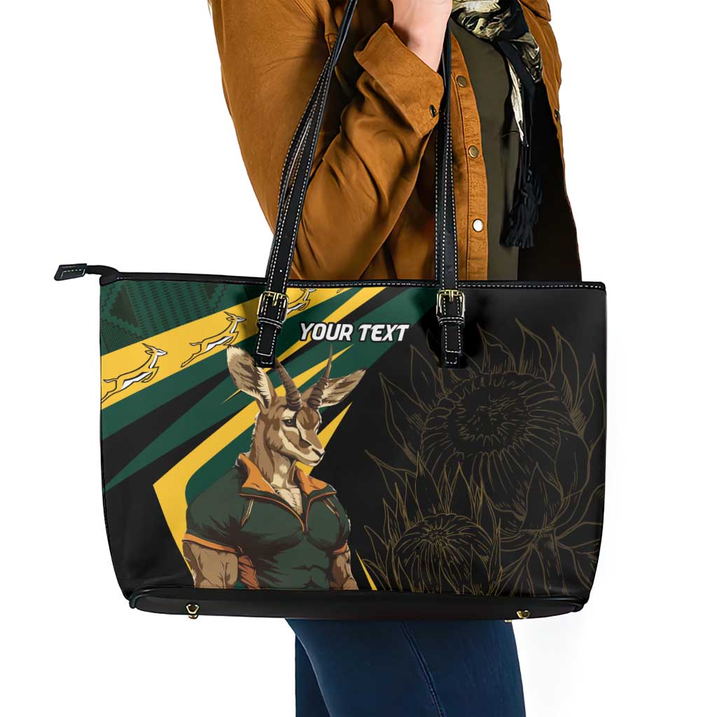 South Africa Personalised Leather Tote Bag Springbok Mascot Dynamic LT7