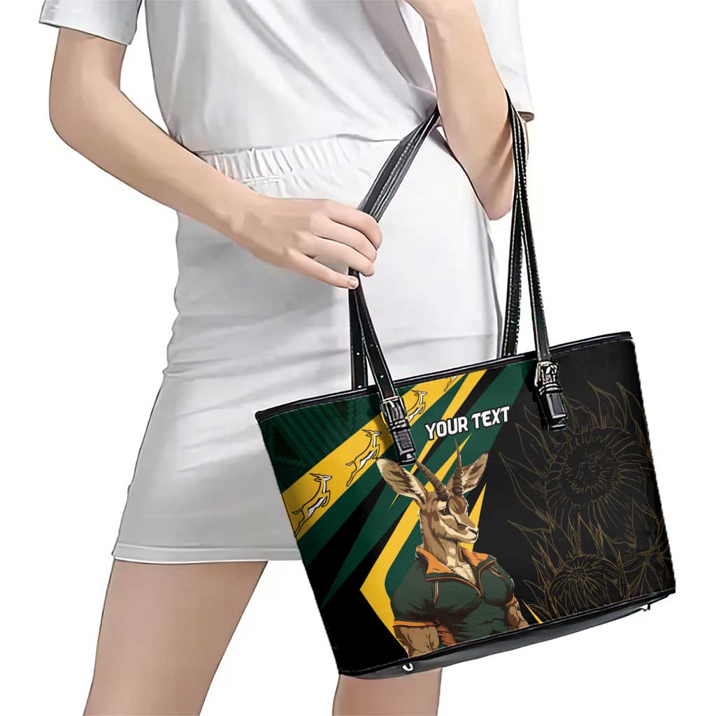 South Africa Personalised Leather Tote Bag Springbok Mascot Dynamic LT7
