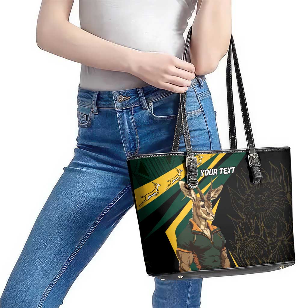 South Africa Personalised Leather Tote Bag Springbok Mascot Dynamic LT7