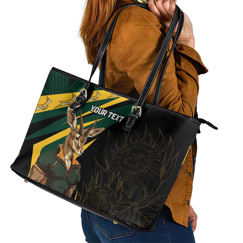 South Africa Personalised Leather Tote Bag Springbok Mascot Dynamic LT7