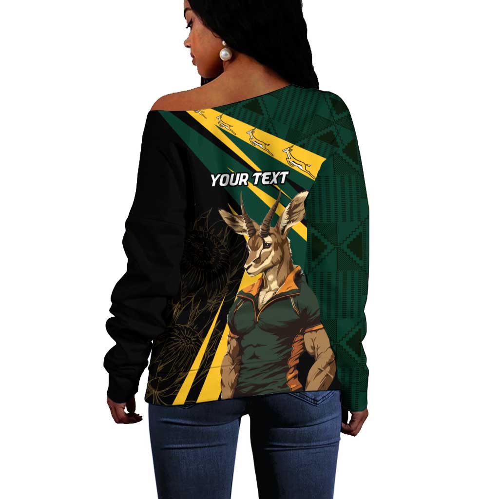 South Africa Bokke Personalised Off Shoulder Sweater Mascot Dynamic LT7