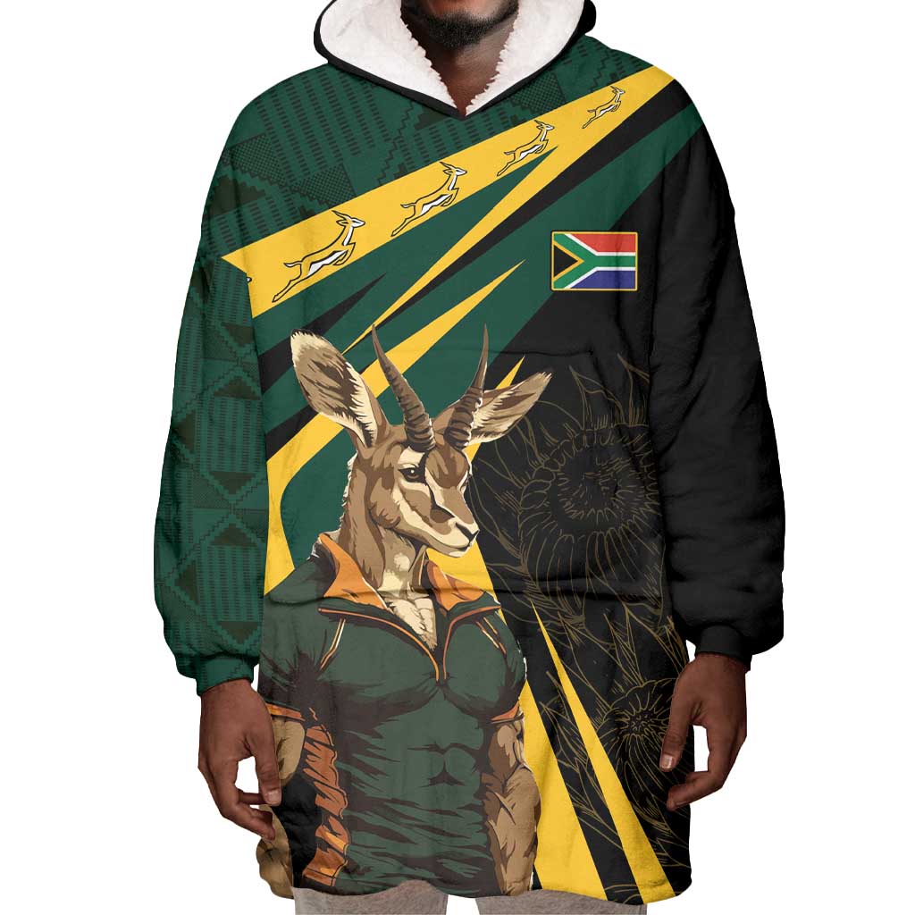 South Africa Bokke Personalised Wearable Blanket Hoodie Mascot Dynamic LT7