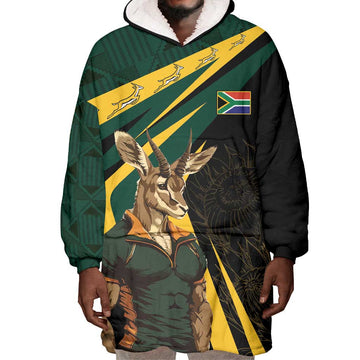 South Africa Bokke Personalised Wearable Blanket Hoodie Mascot Dynamic LT7