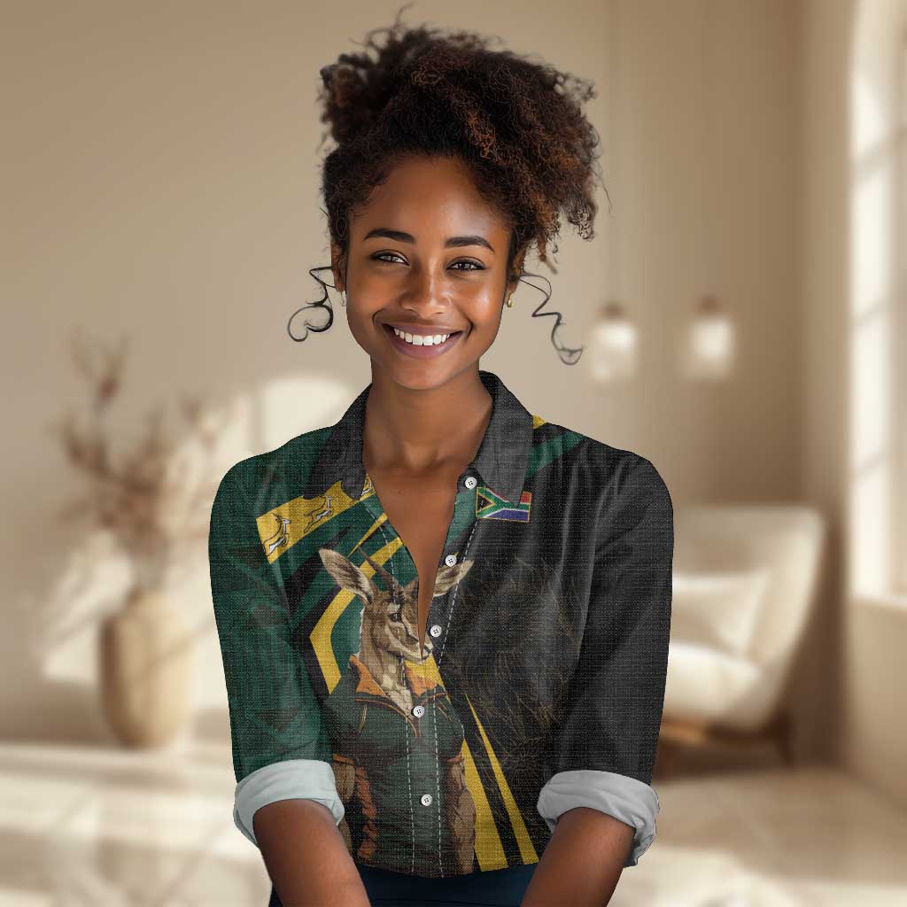 South Africa Bokke Personalised Women Casual Shirt Mascot Dynamic LT7