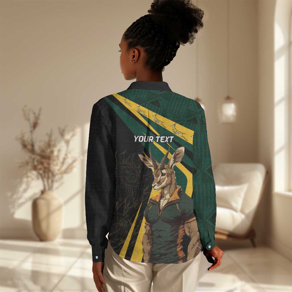 South Africa Bokke Personalised Women Casual Shirt Mascot Dynamic LT7