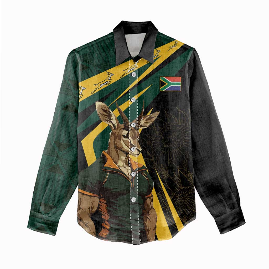 South Africa Bokke Personalised Women Casual Shirt Mascot Dynamic LT7