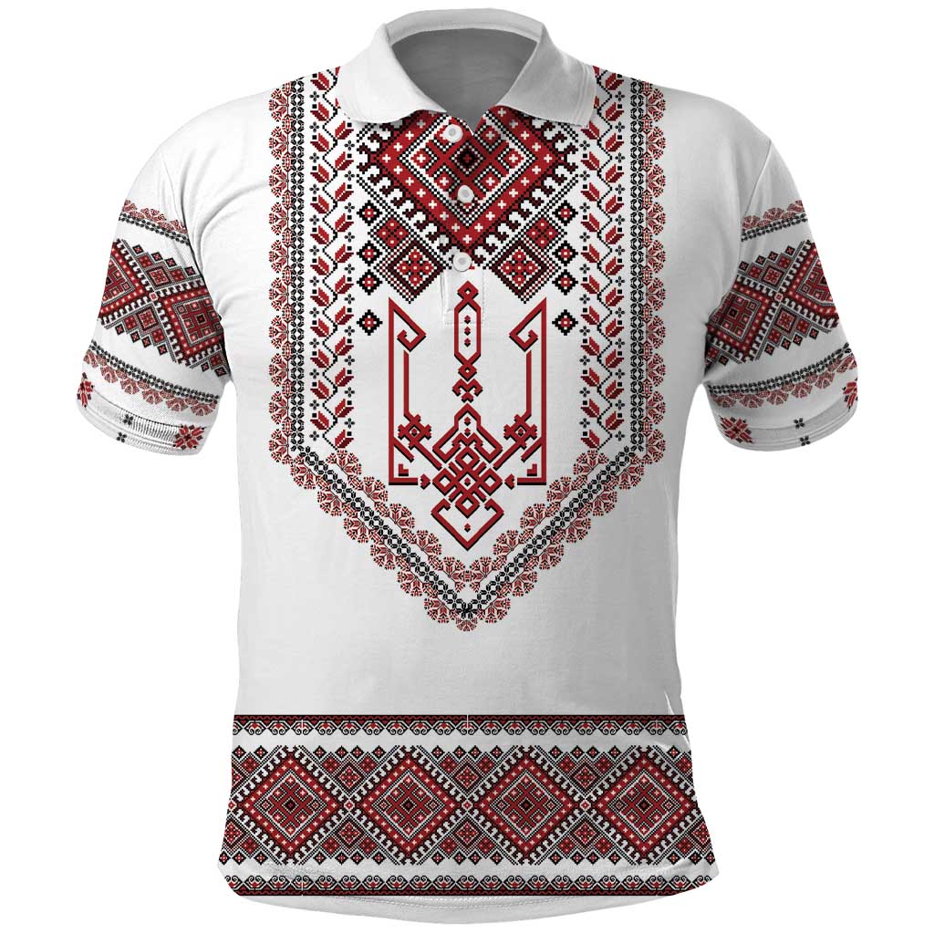 Ukraine Vyshyvanka Inspired Patterns Polo Shirt White LT7