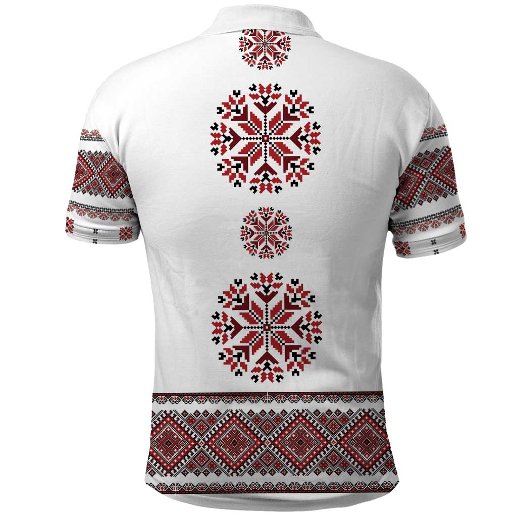 Ukraine Vyshyvanka Inspired Patterns Polo Shirt White LT7