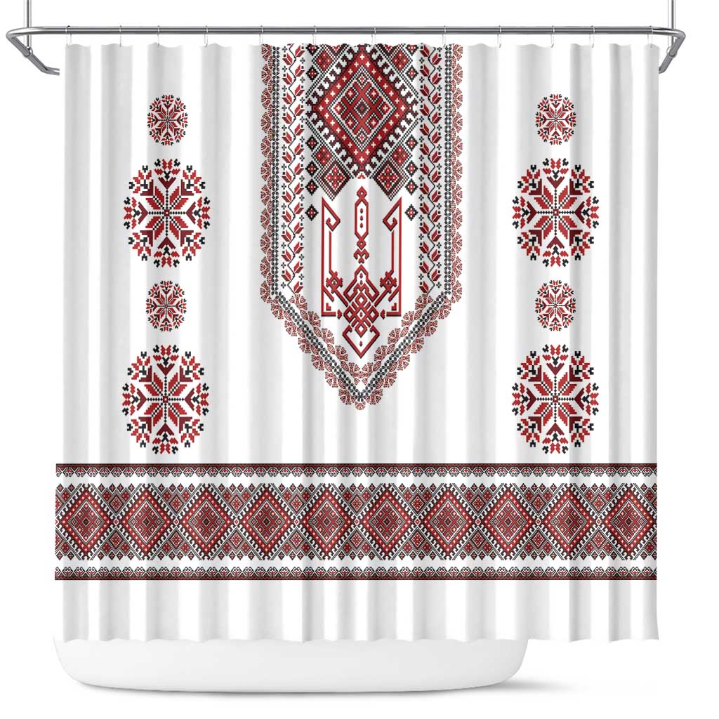 Ukraine Vyshyvanka Inspired Patterns Shower Curtain White LT7