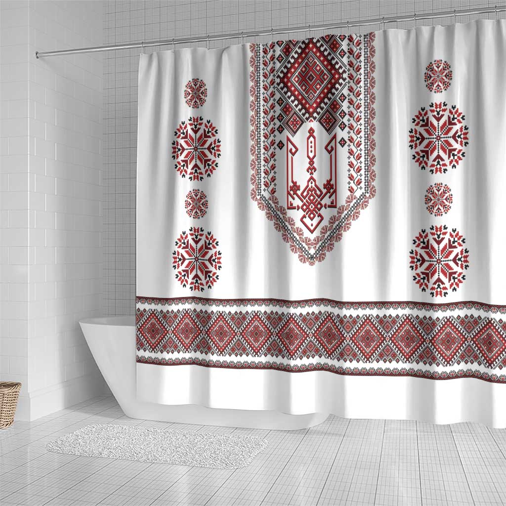 Ukraine Vyshyvanka Inspired Patterns Shower Curtain White LT7