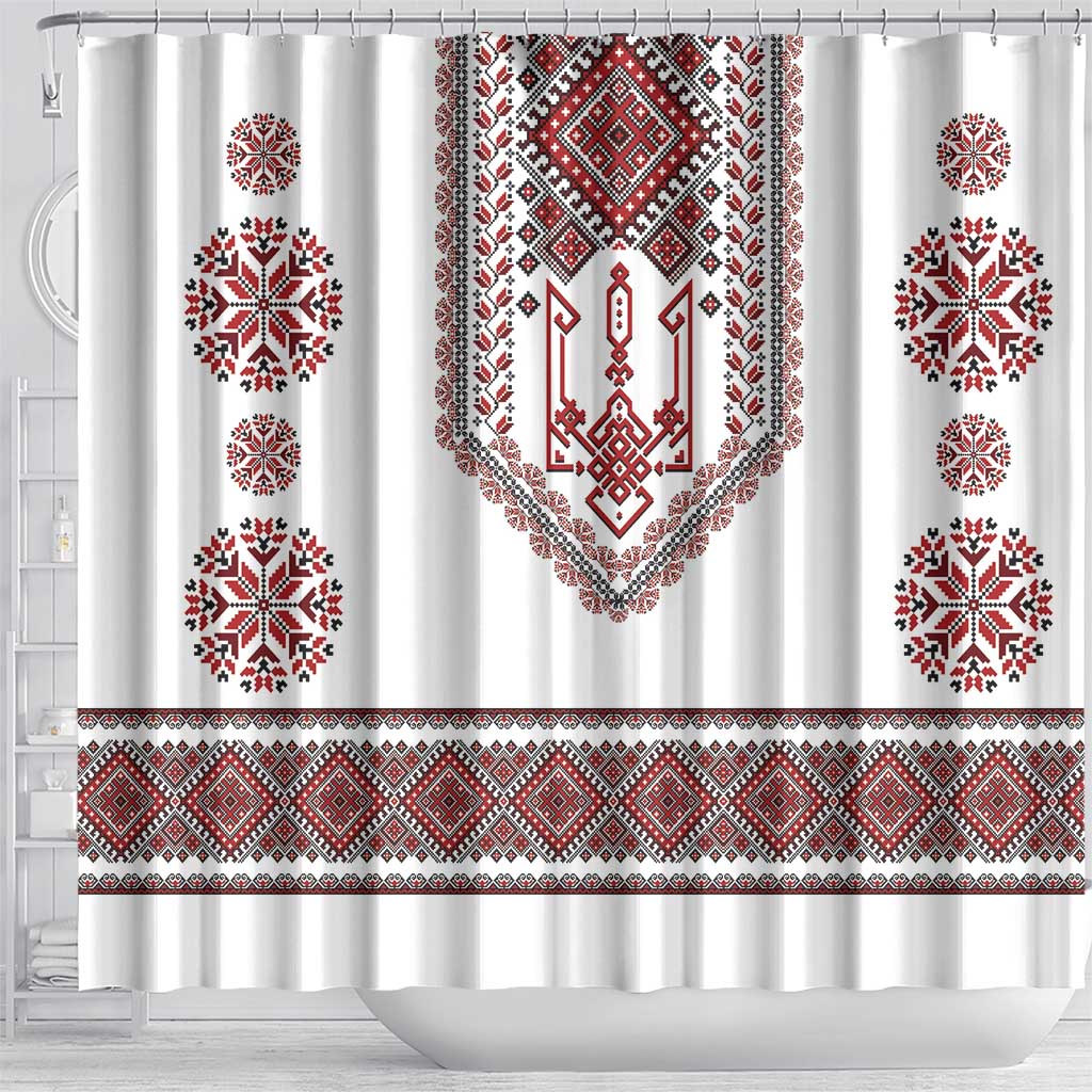 Ukraine Vyshyvanka Inspired Patterns Shower Curtain White LT7