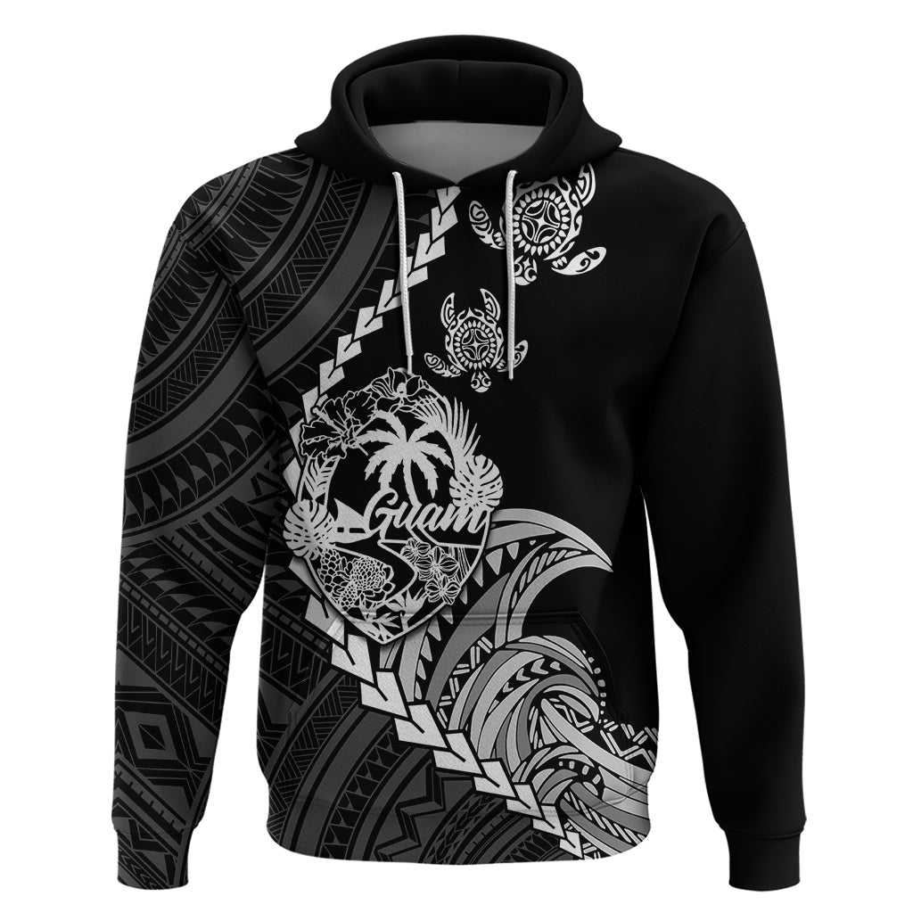 Custom Guam Hoodie Tribal Turtles Curves Style - Black LT7