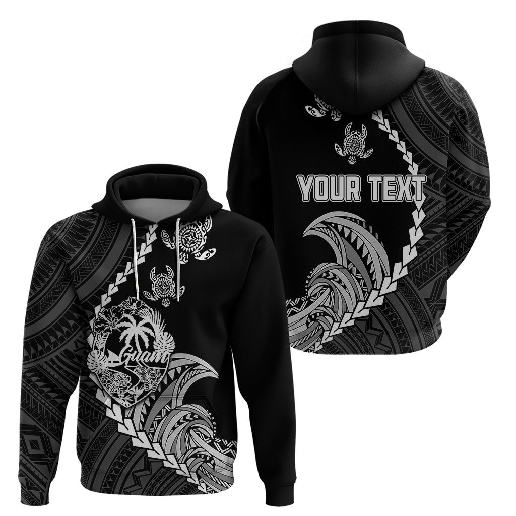 Custom Guam Hoodie Tribal Turtles Curves Style - Black LT7