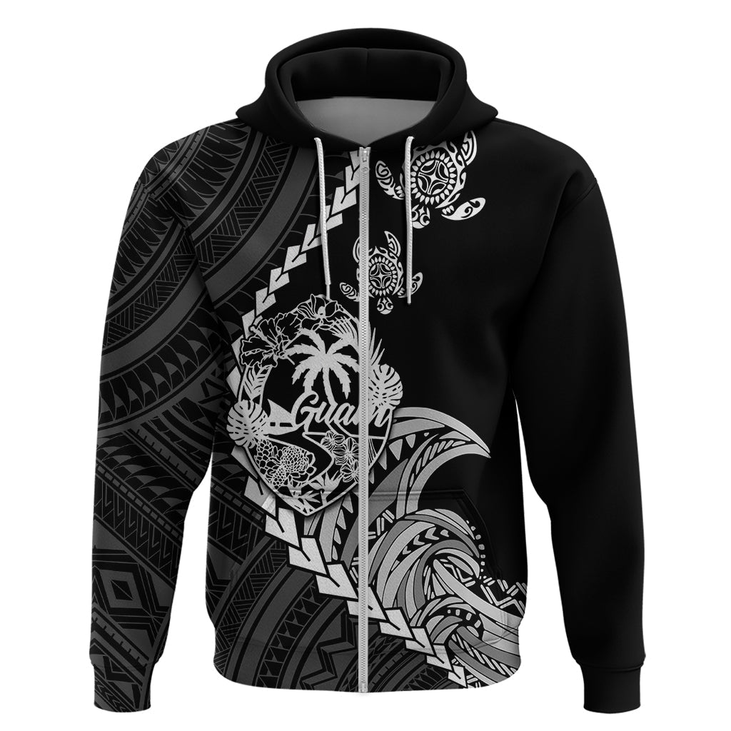 Custom Guam Hoodie Tribal Turtles Curves Style - Black LT7