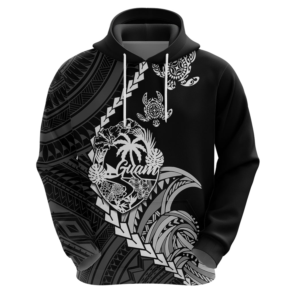 Custom Guam Hoodie Tribal Turtles Curves Style - Black LT7