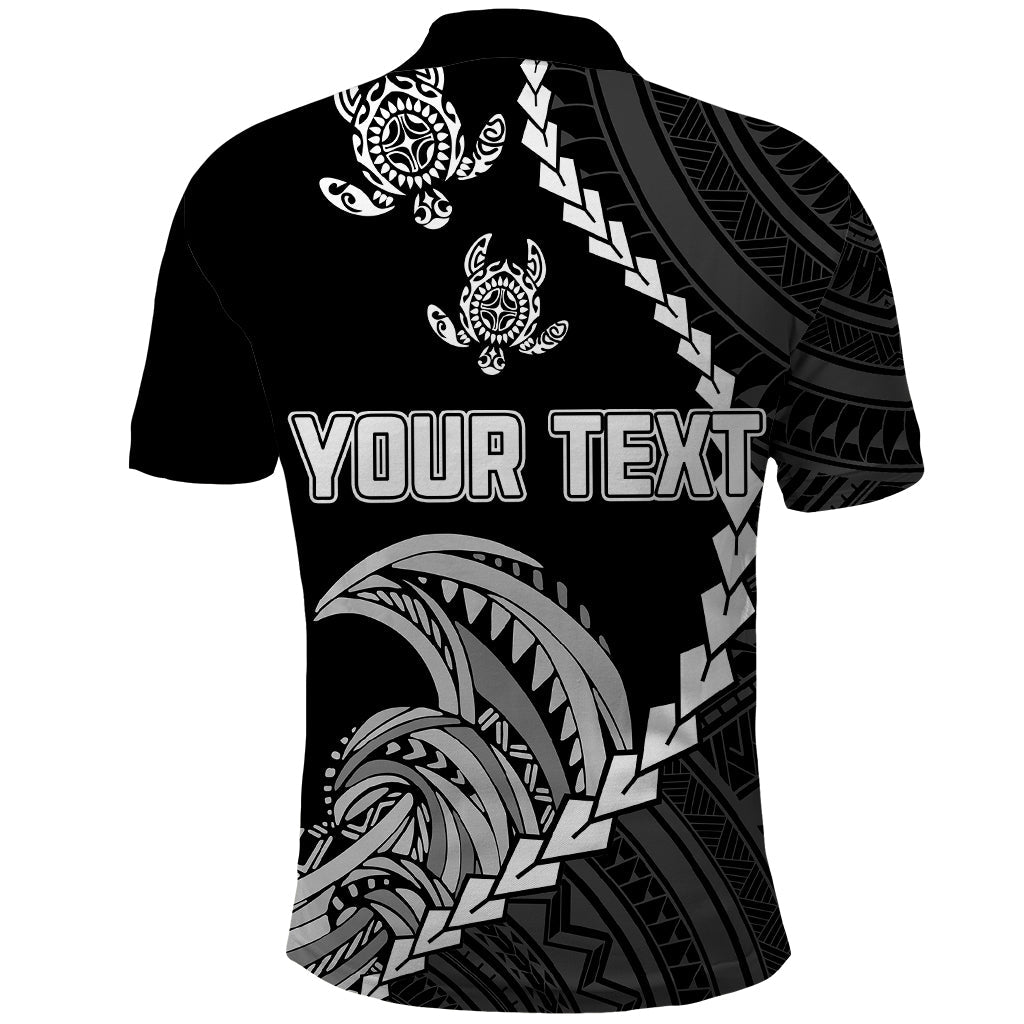 Custom Guam Polo Shirt Tribal Turtles Curves Style Black LT7