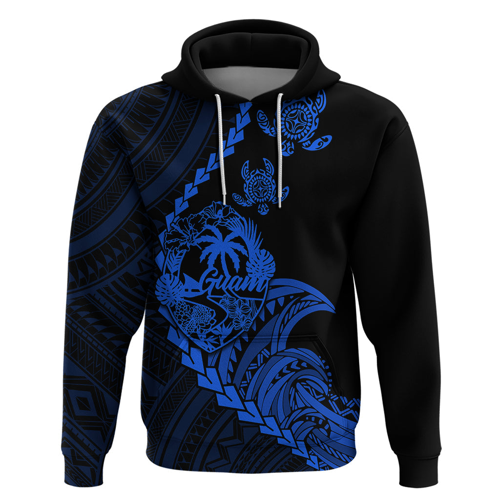 Custom Guam Hoodie Tribal Turtles Curves Style - Blue LT7