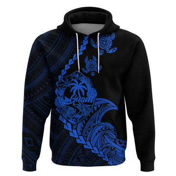 Custom Guam Hoodie Tribal Turtles Curves Style - Blue LT7