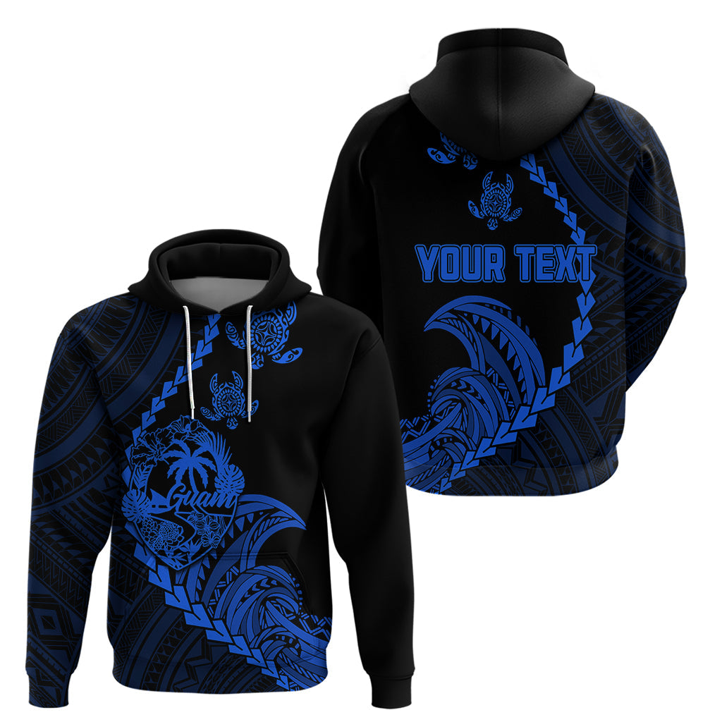 Custom Guam Hoodie Tribal Turtles Curves Style - Blue LT7