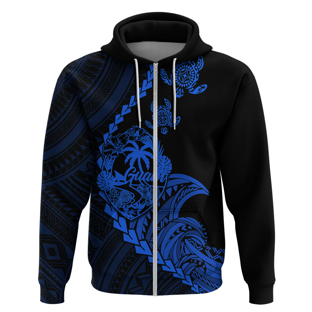 Custom Guam Hoodie Tribal Turtles Curves Style - Blue LT7