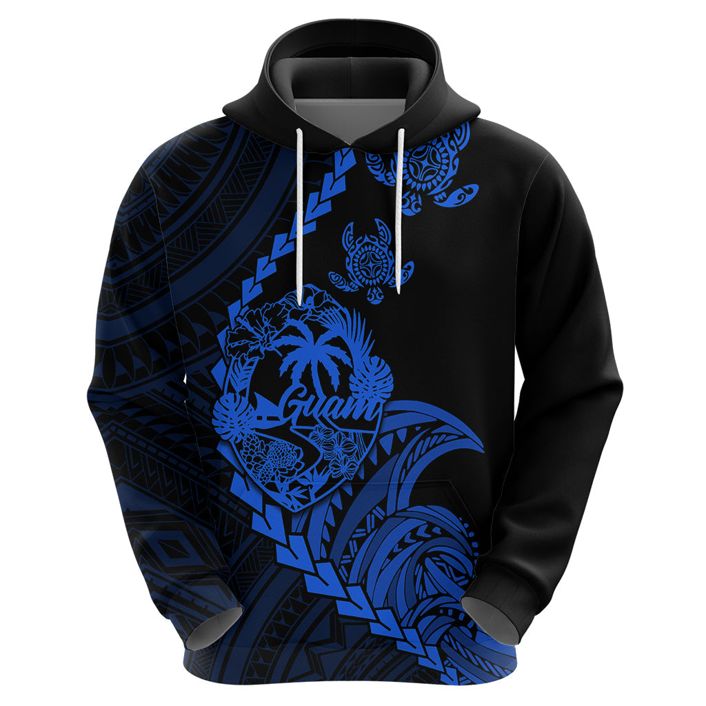 Custom Guam Hoodie Tribal Turtles Curves Style - Blue LT7