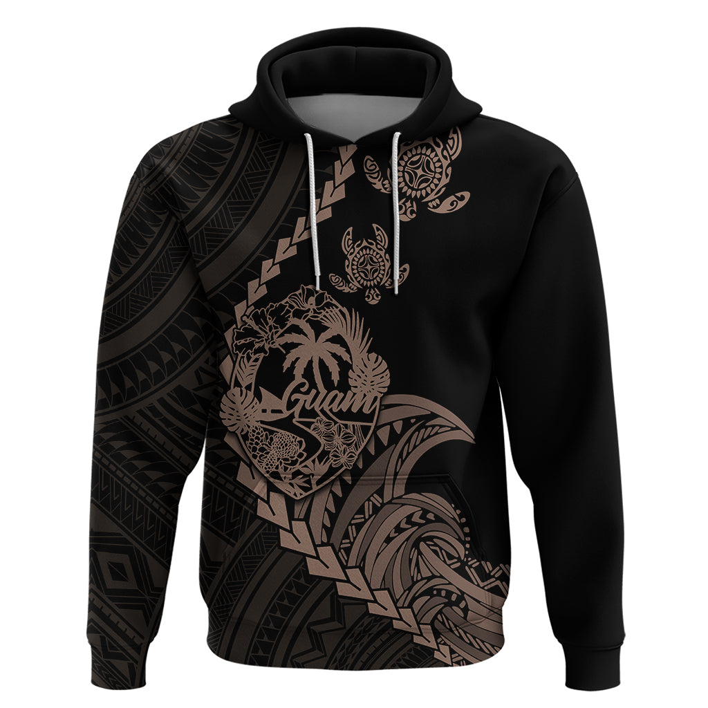 Custom Guam Hoodie Tribal Turtles Curves Style - Brown LT7