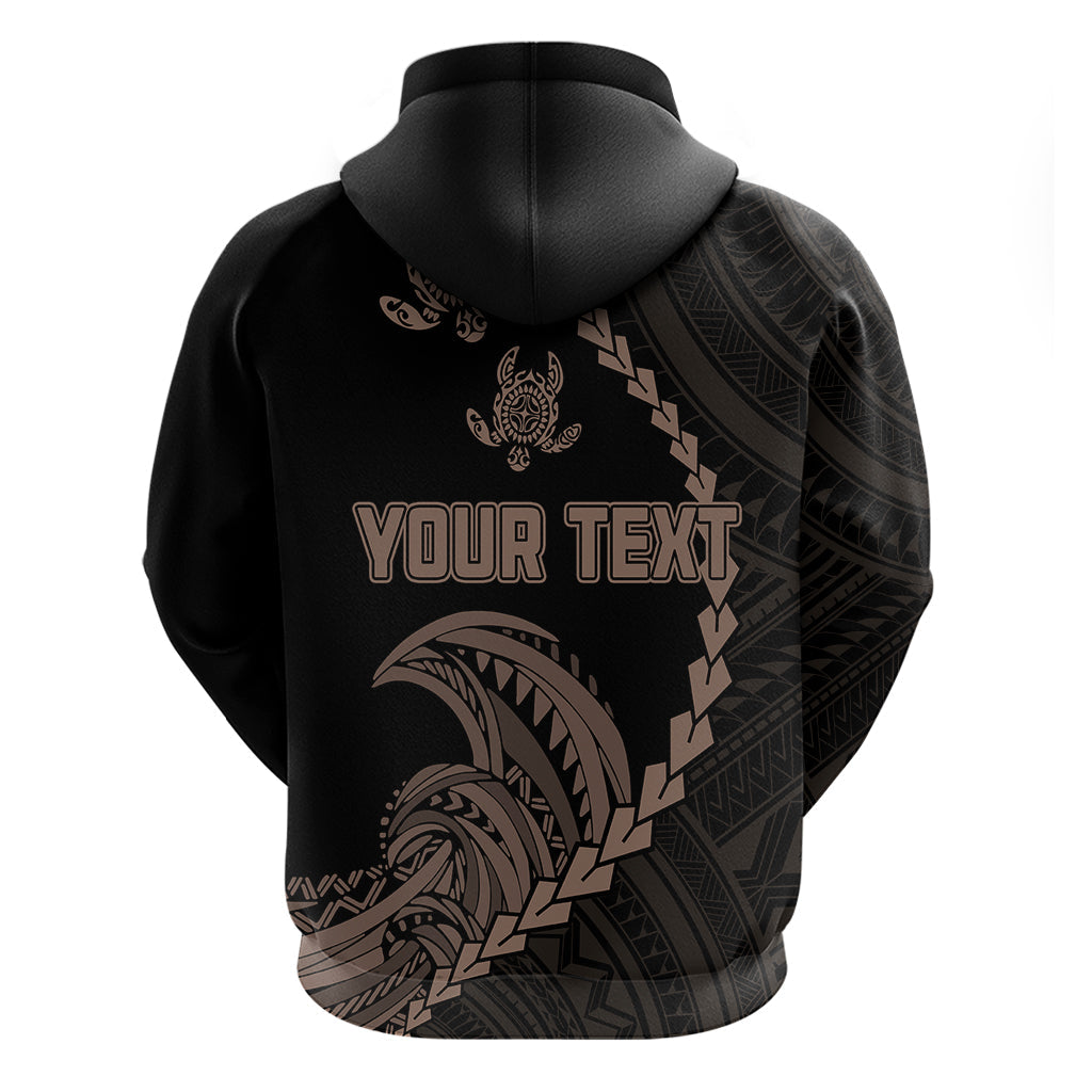 Custom Guam Hoodie Tribal Turtles Curves Style - Brown LT7