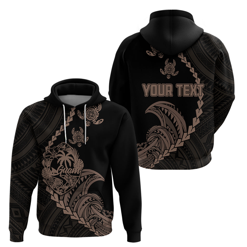 Custom Guam Hoodie Tribal Turtles Curves Style - Brown LT7