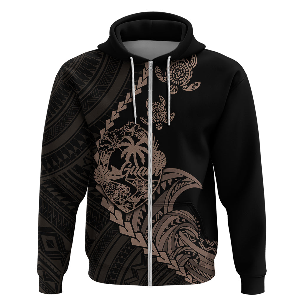 Custom Guam Hoodie Tribal Turtles Curves Style - Brown LT7