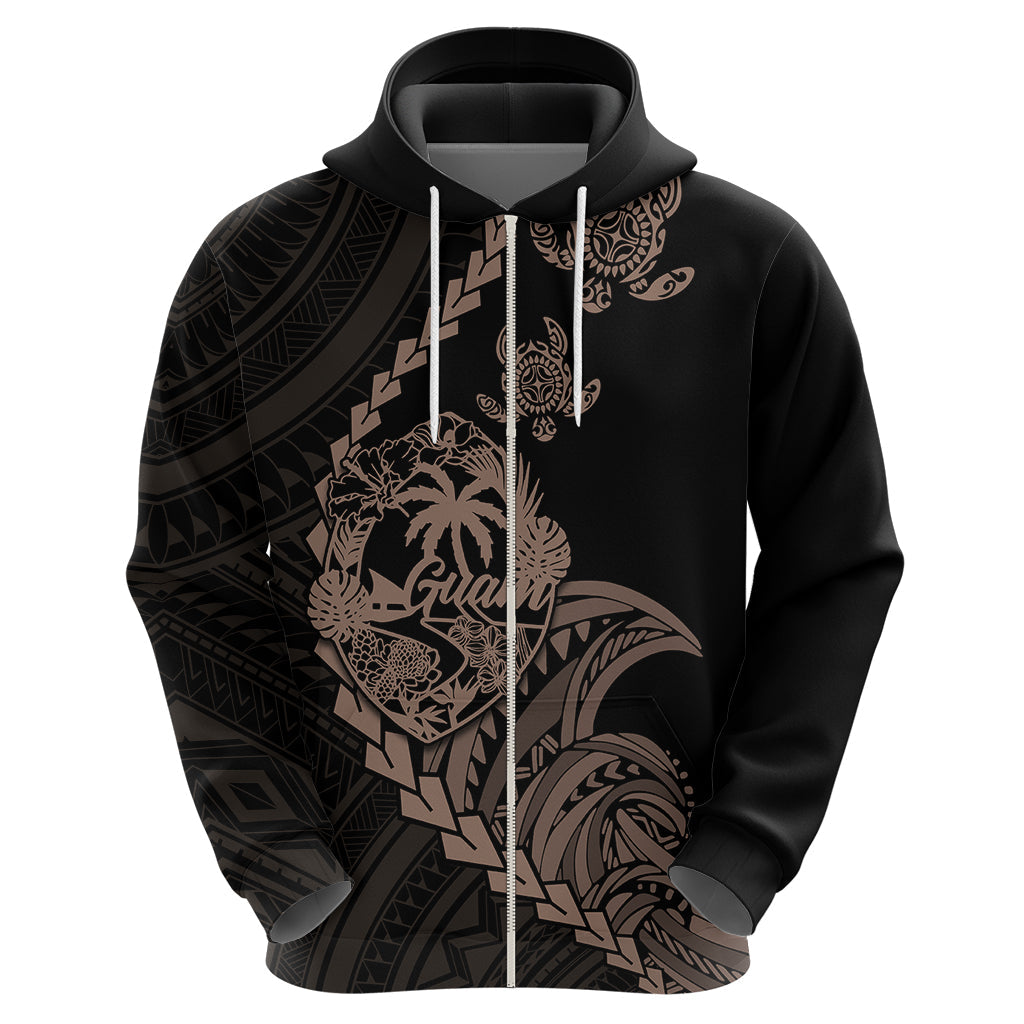 Custom Guam Hoodie Tribal Turtles Curves Style - Brown LT7