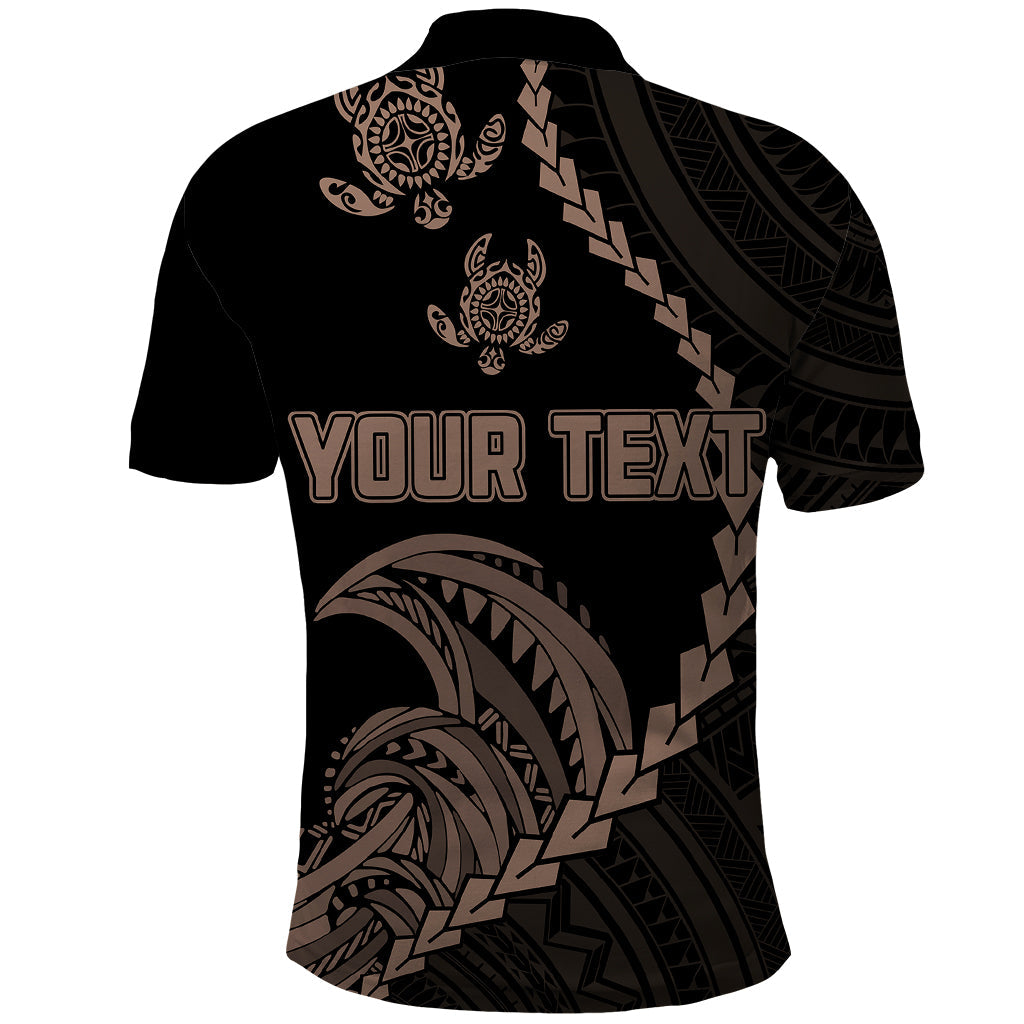 Custom Guam Polo Shirt Tribal Turtles Curves Style Brown LT7