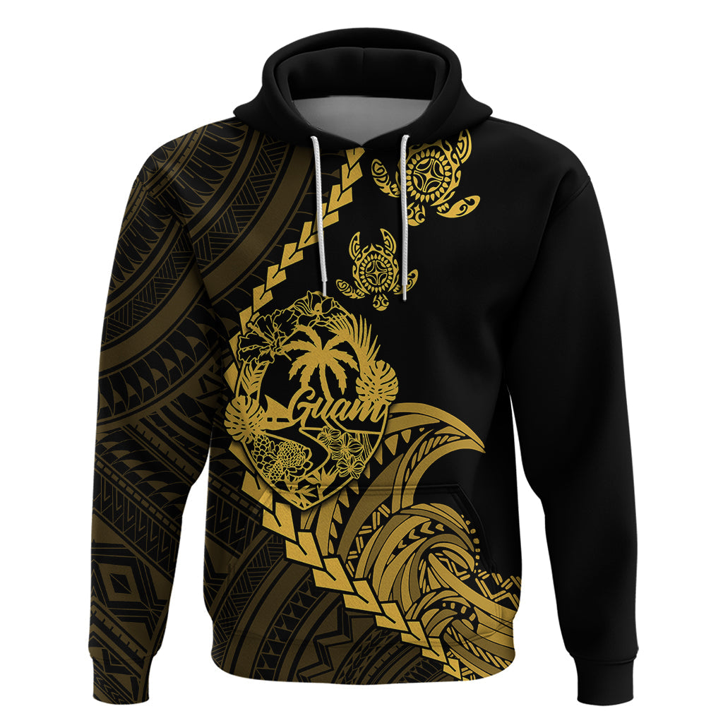 Custom Guam Hoodie Tribal Turtles Curves Style - Gold LT7