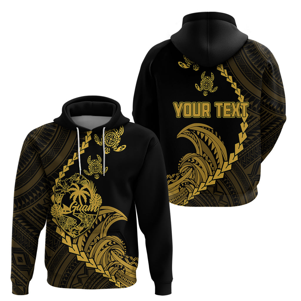 Custom Guam Hoodie Tribal Turtles Curves Style - Gold LT7
