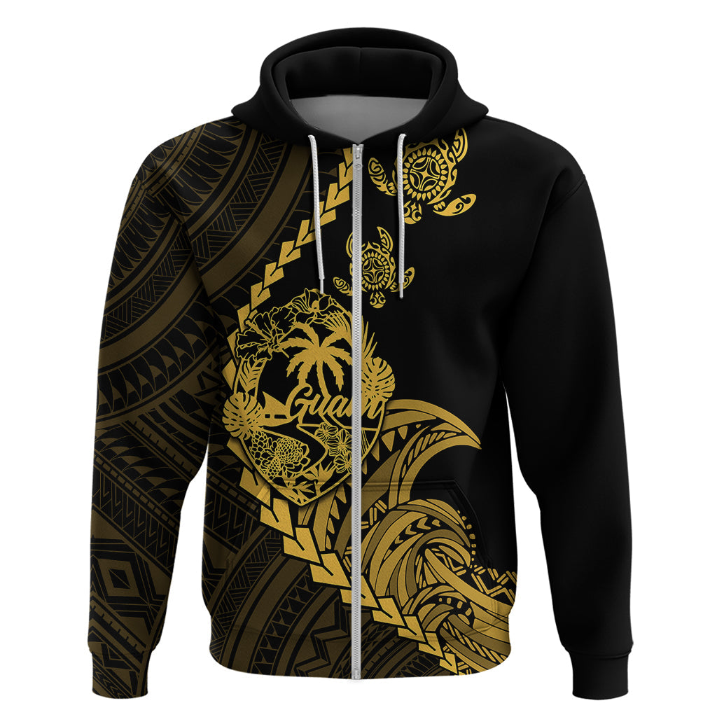 Custom Guam Hoodie Tribal Turtles Curves Style - Gold LT7