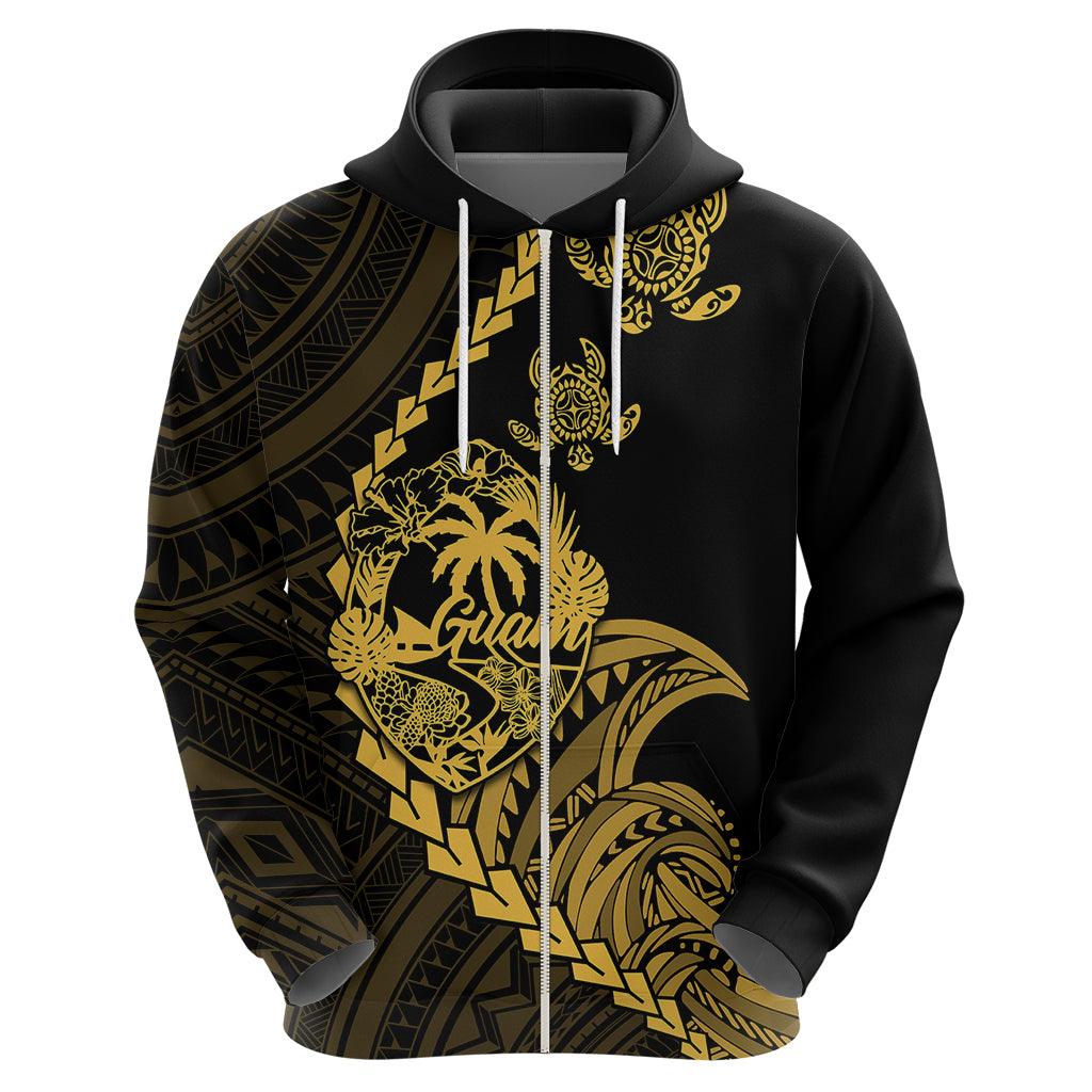 Custom Guam Hoodie Tribal Turtles Curves Style - Gold LT7