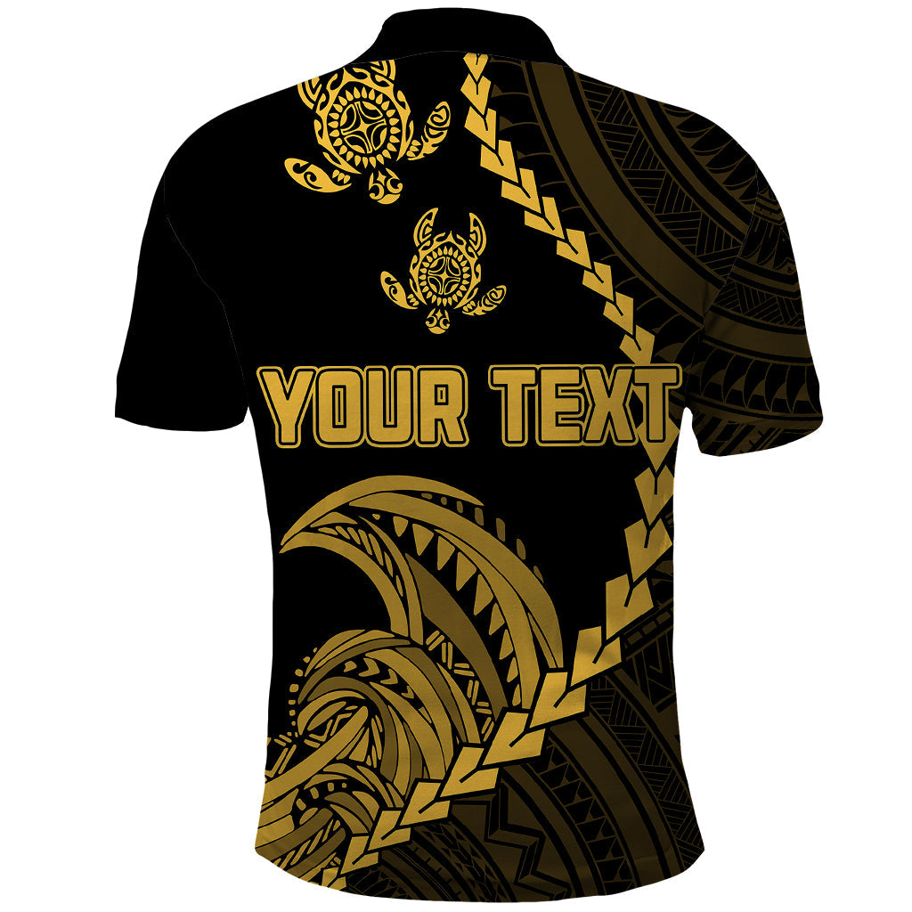 Custom Guam Polo Shirt Tribal Turtles Curves Style Gold LT7