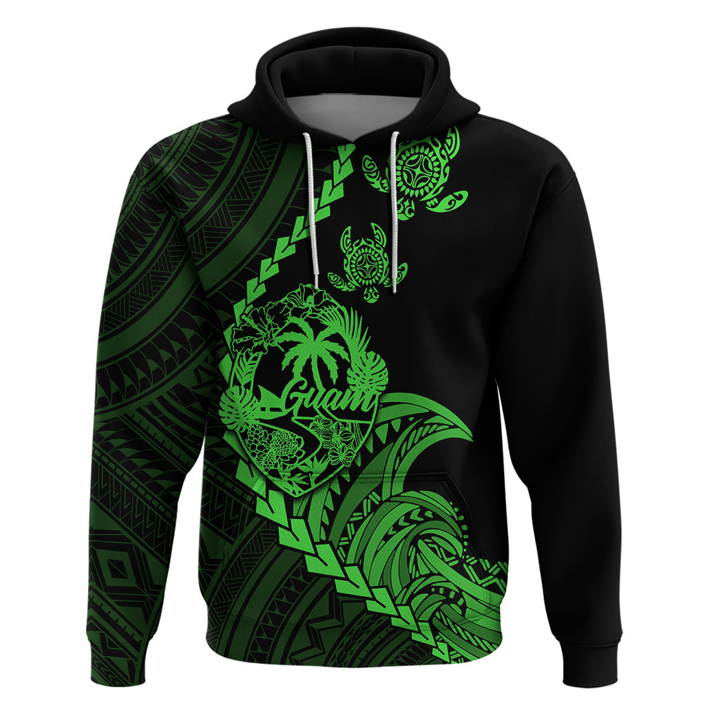 Custom Guam Hoodie Tribal Turtles Curves Style - Green LT7