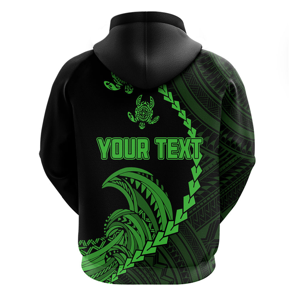 Custom Guam Hoodie Tribal Turtles Curves Style - Green LT7