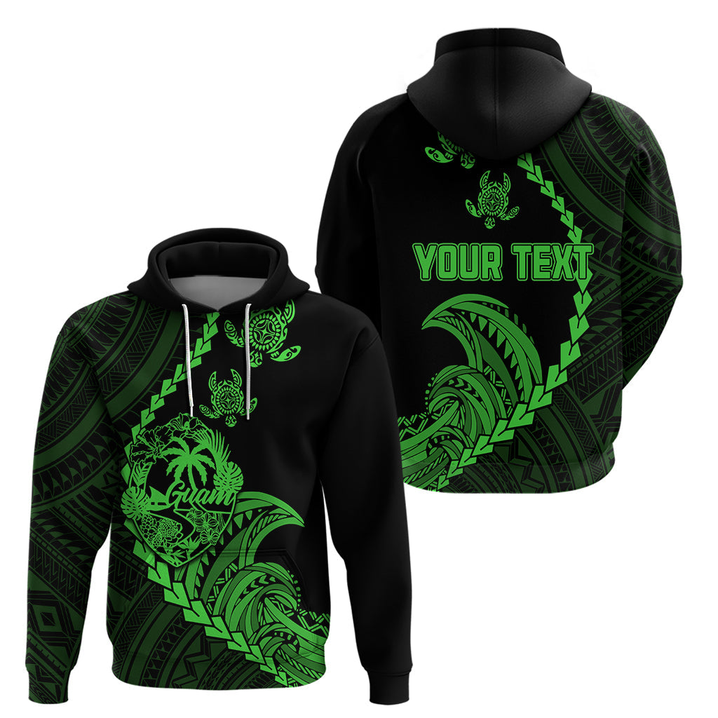 Custom Guam Hoodie Tribal Turtles Curves Style - Green LT7
